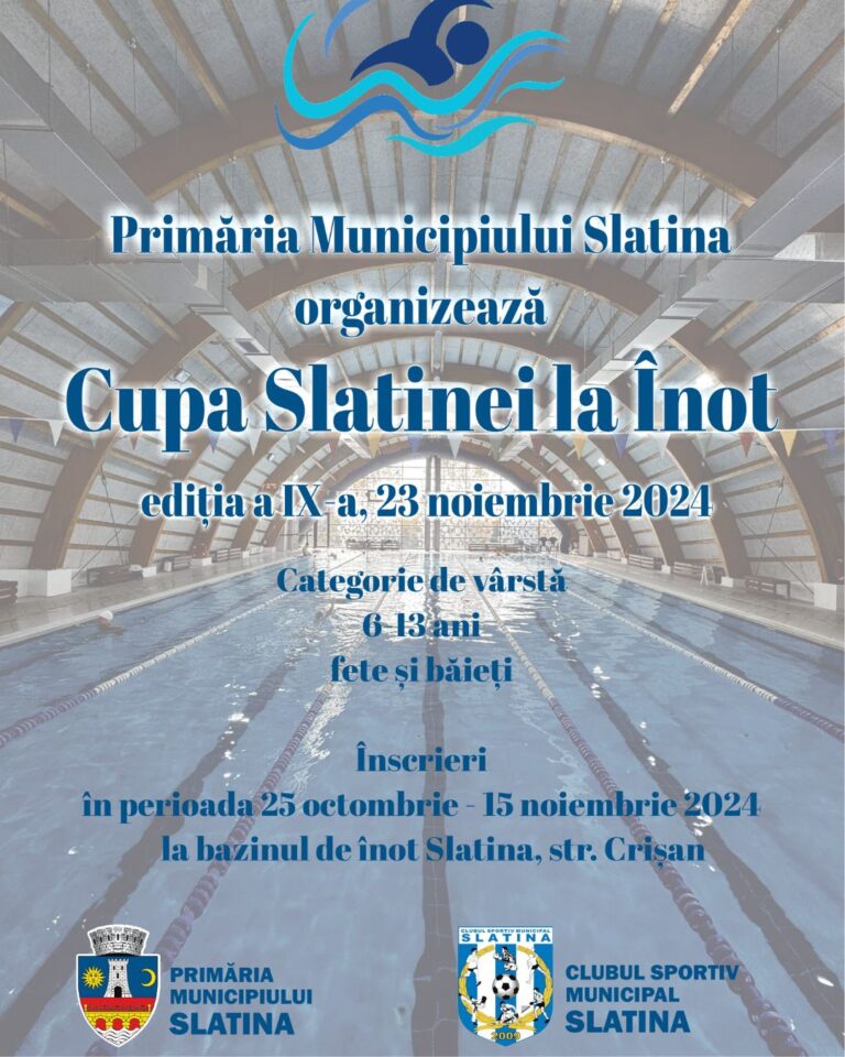 Primăria municipiului Slatina organizează Cupa Slatinei la Înot