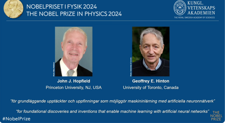 ULTIMA ORĂ Premiul Nobel pentru Fizică 2024  – John Hopfield și Geoffrey Hinton „pentru descoperirile și invențiile fundamentale care permit învățarea automată și sunt esențiale pentru dezvoltarea modelelor de inteligență artificială”