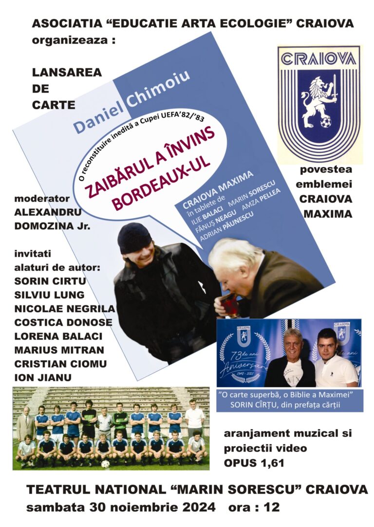 „Zaibărul a învins Bordeaux-ul“, o nouă carte dedicată Craiovei Maxima