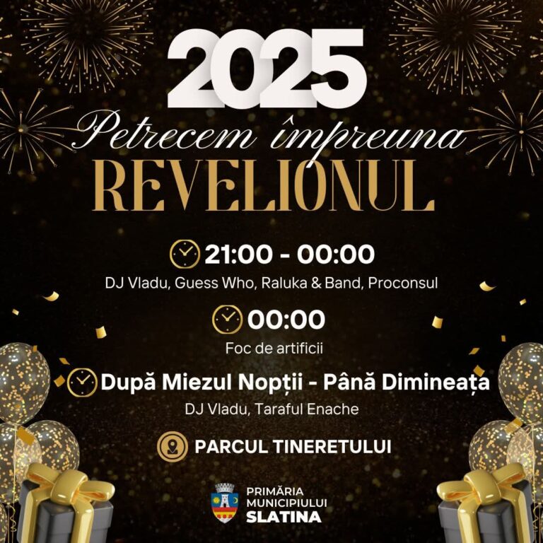 Revelion 2025 la Slatina. Muzică, distracție și artificii în Parcul Tineretului