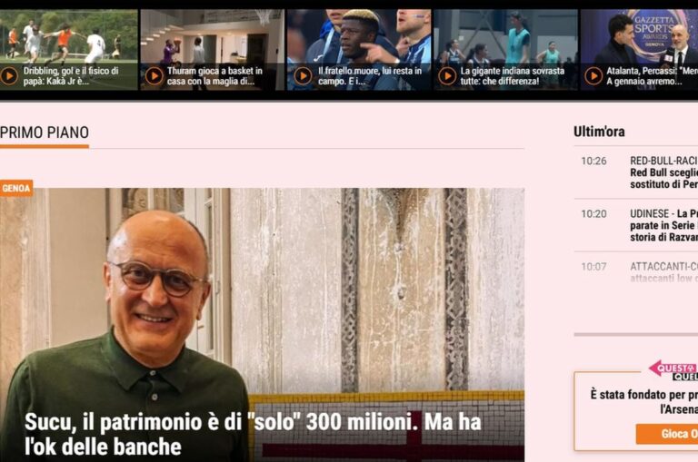 „Românul care a reușit afacerea SECOLULUI” » Gazzetta dello Sport a deschis astăzi cu Dan Șucu: „Averea lui ridică unele îndoieli”