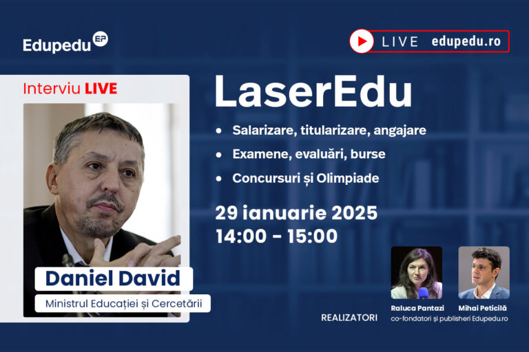 Interviu LIVE pe Edupedu cu Daniel David, ministrul Educației și Cercetării, miercuri, de la ora 14:00