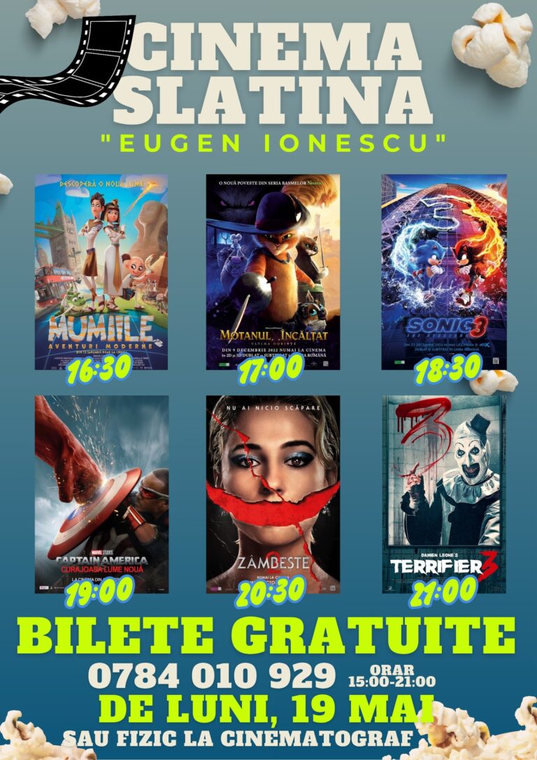 Cinema „Eugen Ionescu” din Slatina. Programul pentru această săptămână
