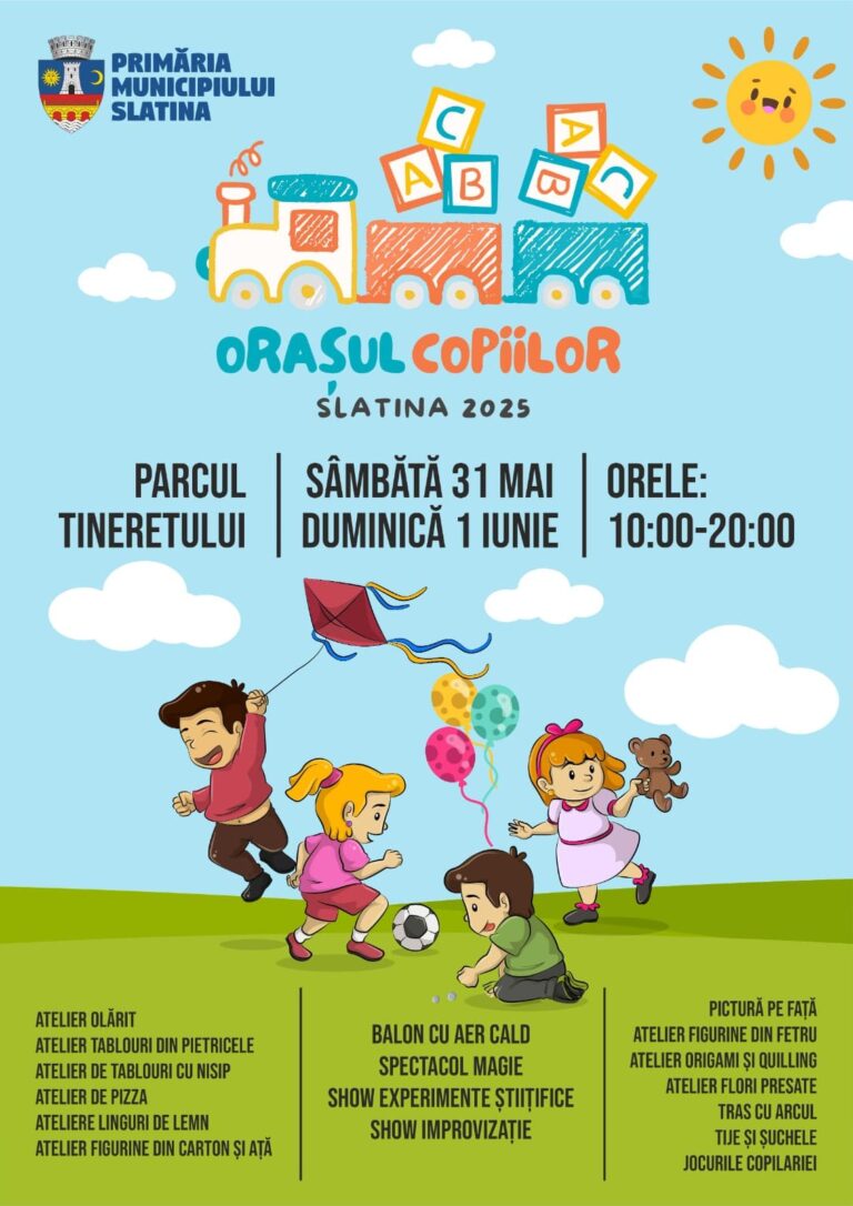 Slatina devine tărâmul bucuriei de Ziua Copilului. Două zile de distracție, culoare și magie pentru cei mici