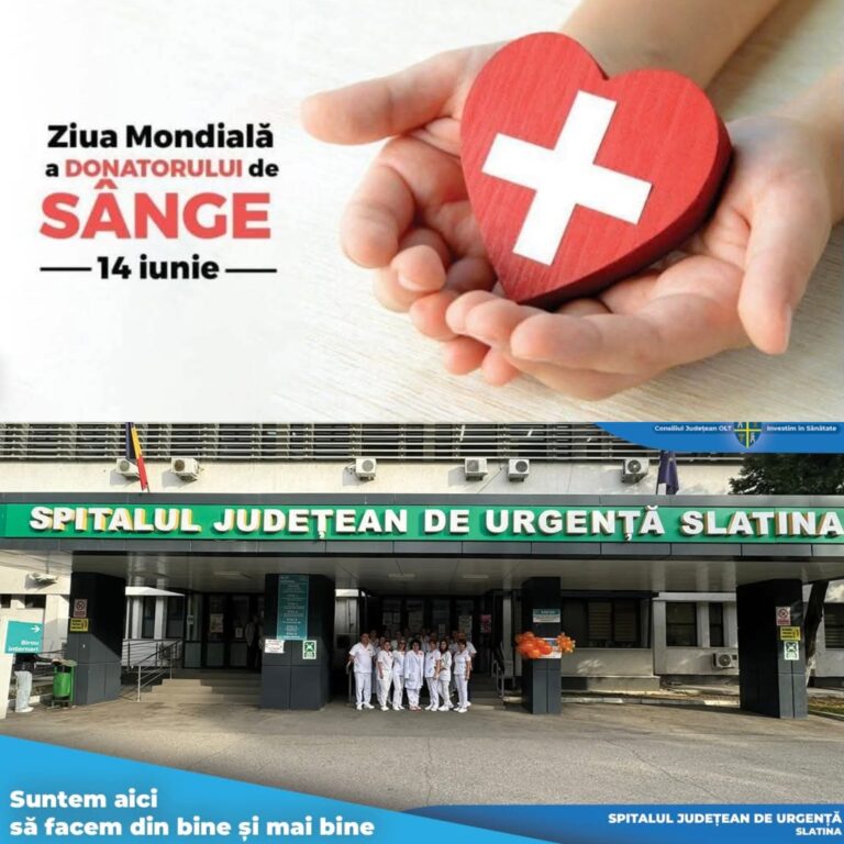 „Eroii din umbră” salvează vieți. Spitalul Județean Slatina marchează Ziua Mondială a Donatorului de Sânge