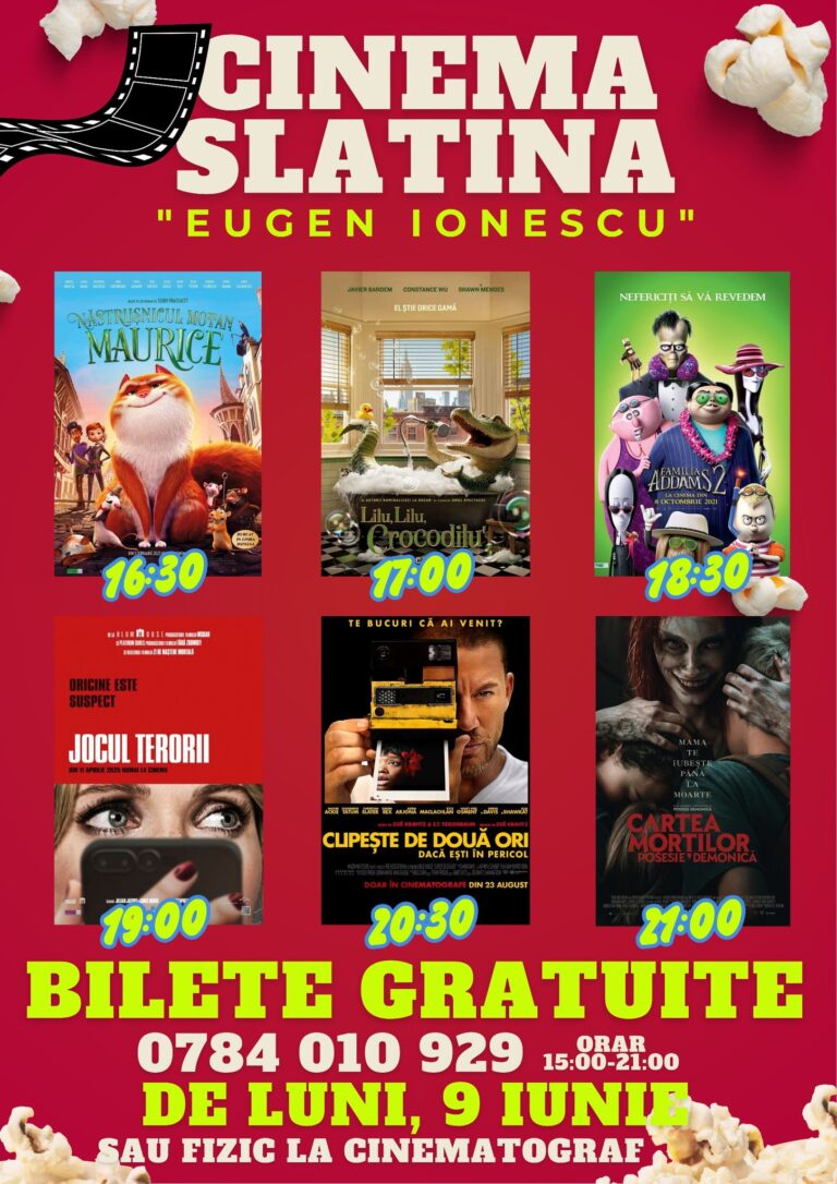 Filme noi, la Cinema ”Eugen Ionescu” Slatina