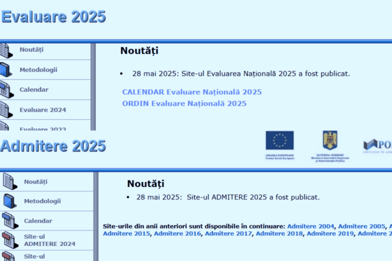 Site-urile Evaluare.edu.ro, unde vor fi publicate rezultatele obținute de elevi la Evaluarea Națională 2025 și Admitere.edu.ro, pe care vor putea fi accesate ierarhia și repartizarea elevilor la liceu și colegii militare, au fost publicate