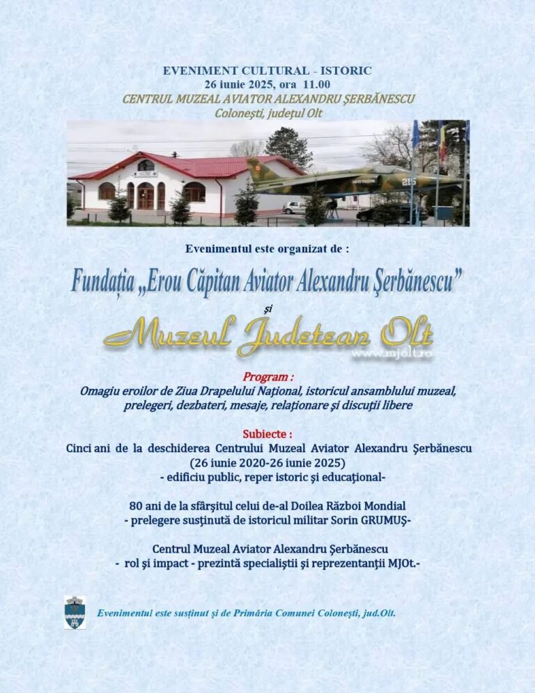 Colonești celebrează istoria aeronautică românească. Cinci ani de la înființarea Centrului Muzeal „Aviator Alexandru Șerbănescu”