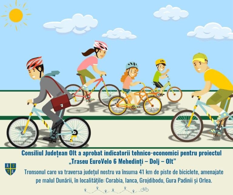 Oltul, pe harta mobilității verzi europene. Piste de biciclete EuroVelo 6 vor traversa județul pe malul Dunării