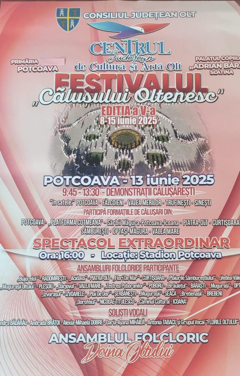 Tradiția revine în forță la Potcoava. Ediția a V-a a Festivalului Călușului Oltenesc promite spectacol și emoție autentică