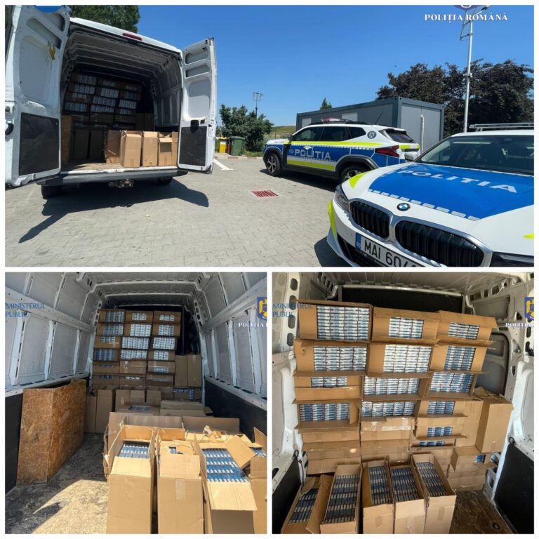 VIDEO. Olt – Jumătate de milion de țigarete de contrabandă, descoperite într-o autoutilitară oprită în trafic