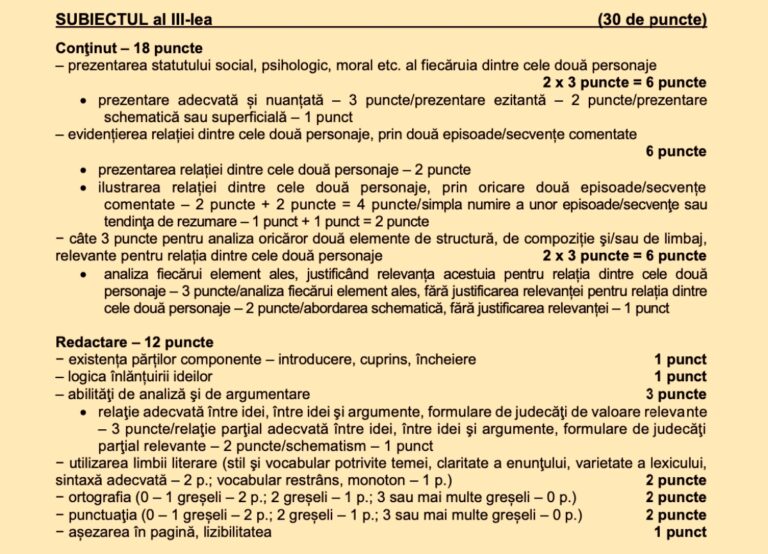 BAC 2025. Baremul de corectare și notare pentru proba de Limba Română uman, publicat de Ministerul Educației și Cercetării