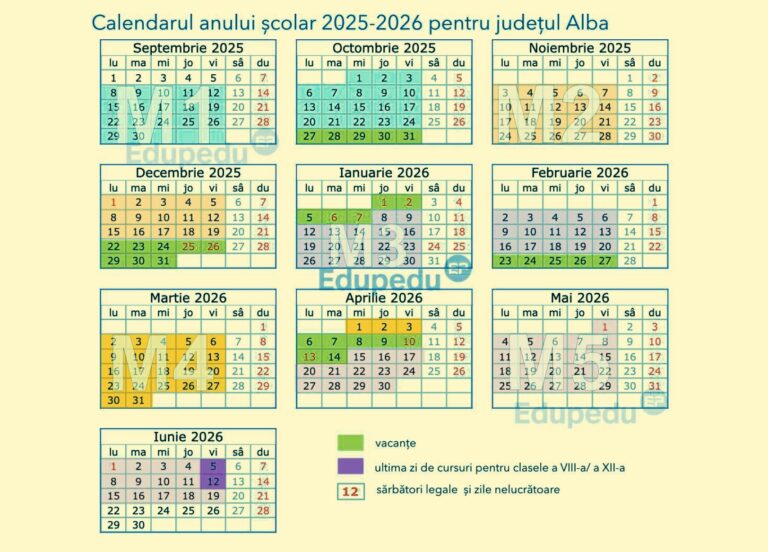 Calendarul anului școlar 2025-2026 pentru fiecare județ în format printabil și pentru telefon / Când începe școala în septembrie