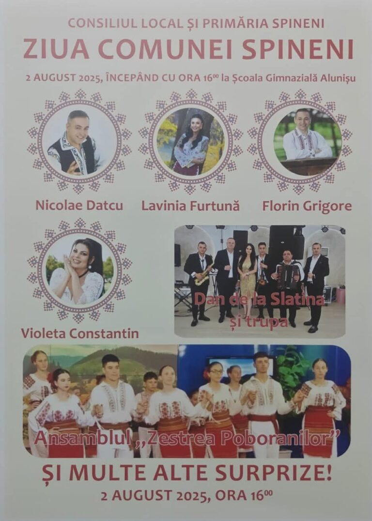 Spineni se pregătește de sărbătoare. Ziua Comunei revine pe 2 august cu muzică, dans și voie bună