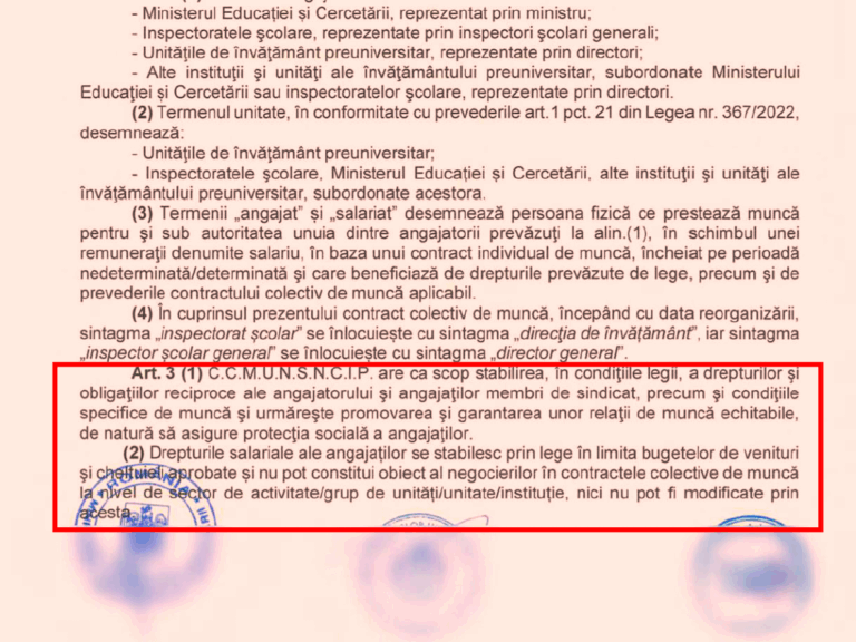 Modificare surpriză în Contractul Colectiv de Muncă din Învățământ 2025 la felul în care se stabilesc drepturile salariale ale profesorilor / Sindicatele au trimis în școli motivele pentru care au semnat CCM, deși anunță proteste
