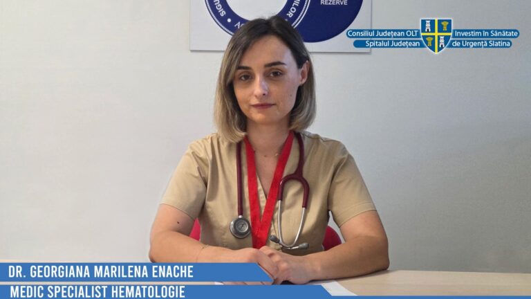 O nouă speranță pentru pacienții din Slatina. Dr. Georgiana Marilena Enache, specialist hematolog, se alătură echipei SJU Slatina
