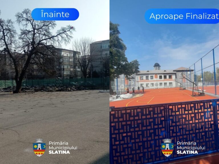 Terenul de sport de la Școala nr. 3 din Slatina, aproape gata pentru noul an școlar