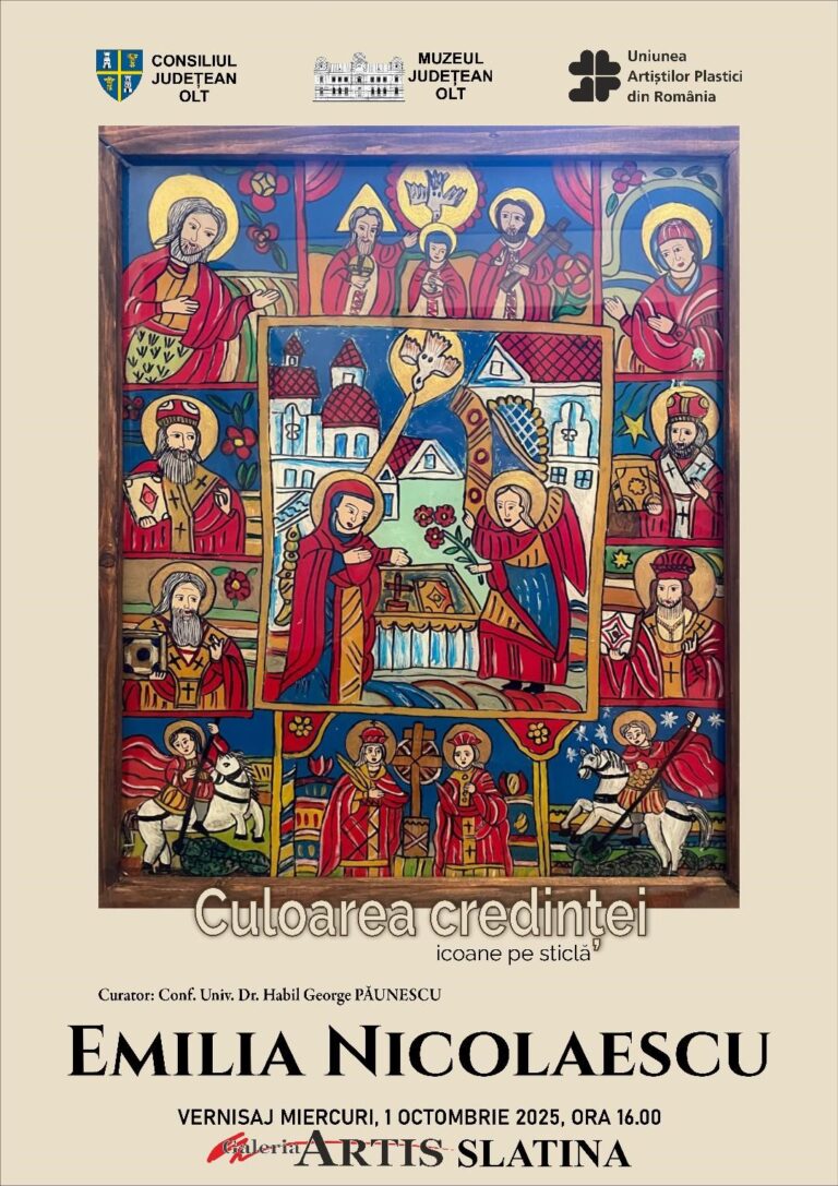 „Culoarea credinței”. Expoziție de icoane pe sticlă la Slatina
