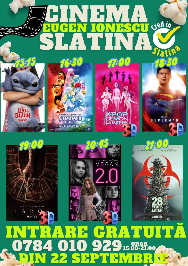 Cinema „Eugen Ionescu” Slatina aduce noi filme pentru toate vârstele