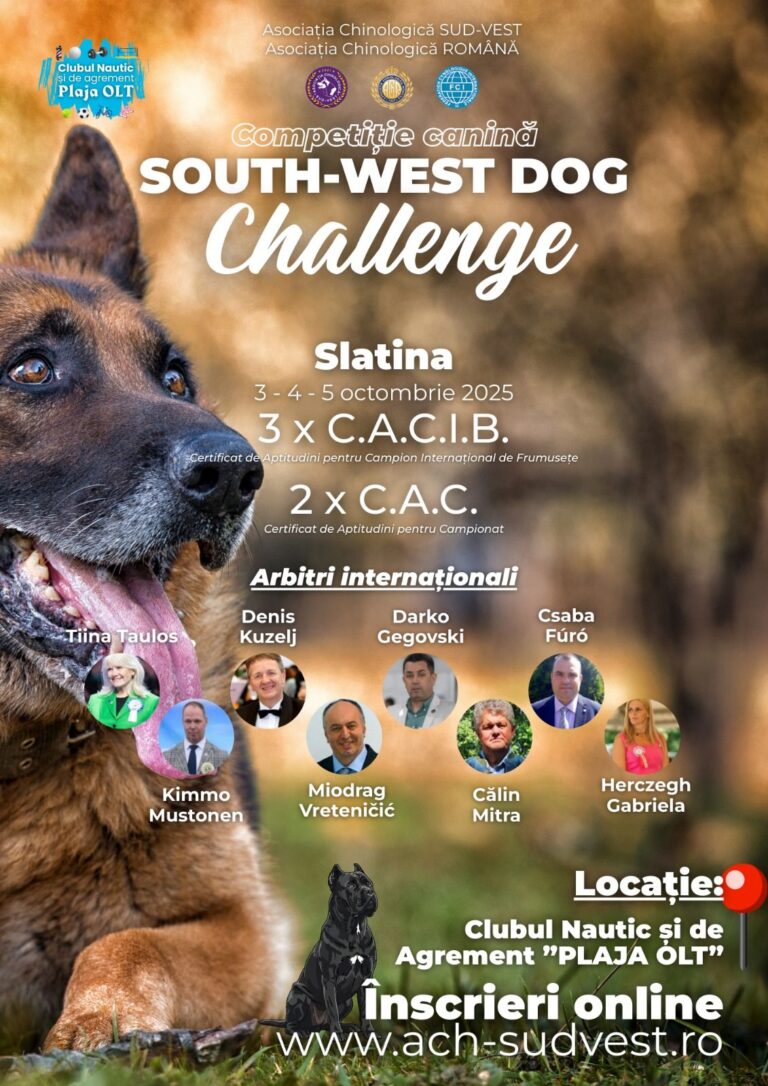Slatina găzduiește South-West Dog Challenge 2025, cea mai mare competiție chinologică a toamnei
