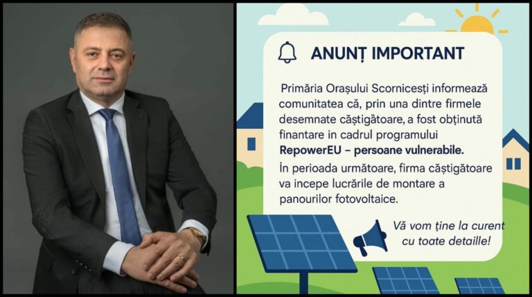 Scornicești. Panouri fotovoltaice gratuite pentru persoanele vulnerabile prin programul PowerEU