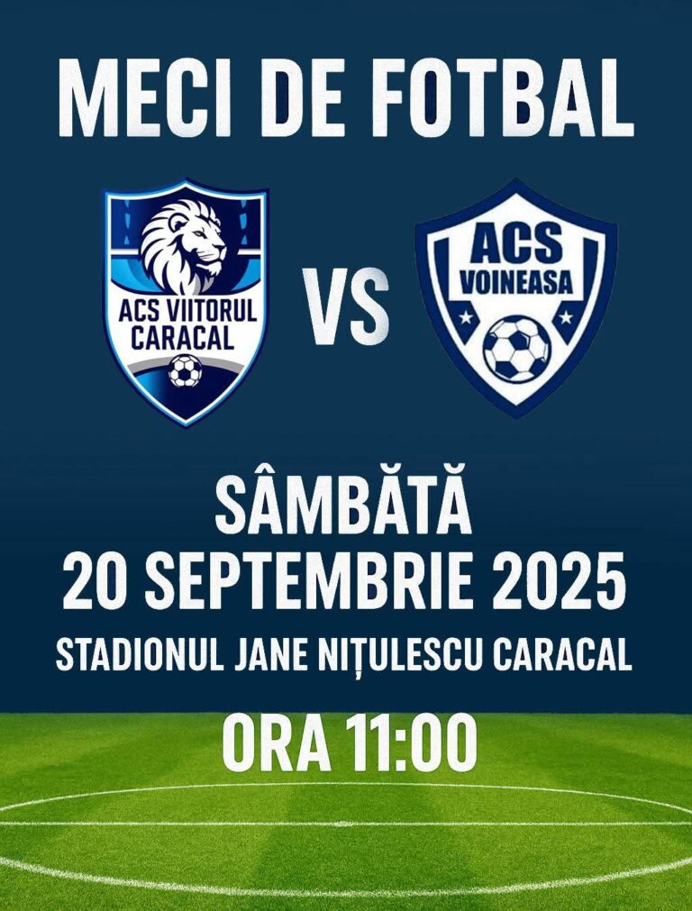 Stadionul „Jane Nițulescu”. ACS Viitorul Caracal joacă acasă cu ACS Voineasa