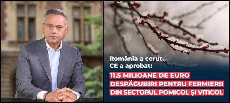 Florin Barbu: „Fermierii români din sectoarele pomicol și viticol vor primi 11,5 milioane de euro despăgubiri pentru pagubele provocate de îngheț”