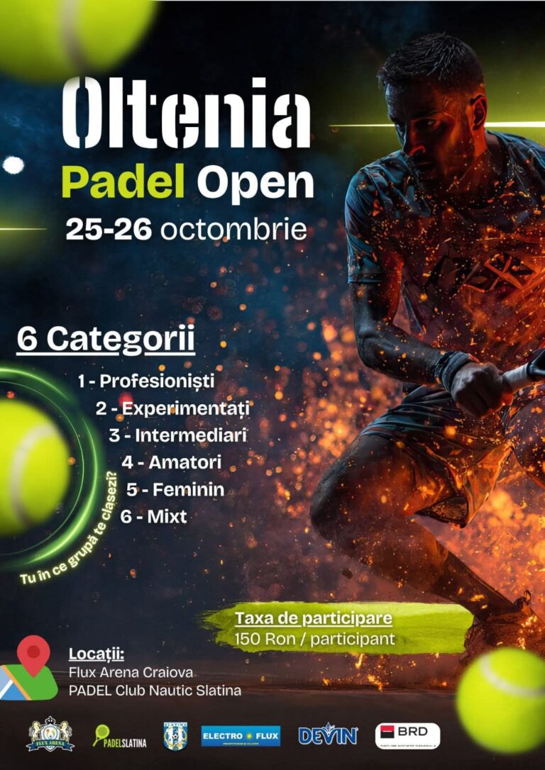 Oltenia Padel Open 2025. Slatina și Craiova unesc forțele pentru cel mai tare weekend de padel al toamnei!