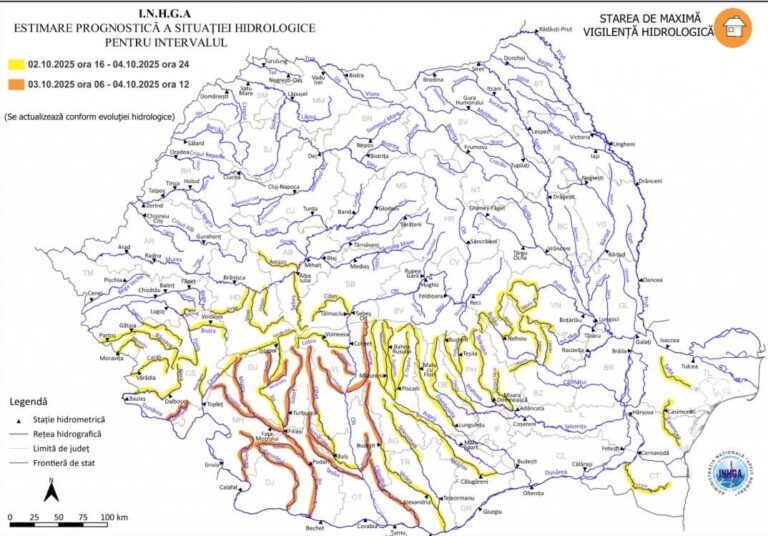 Județul Olt se află sub incidența unei avertizări meteo cod portocaliu