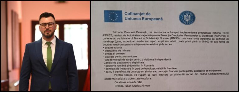 Deveselu. Vouchere de până la 39.900 lei pentru persoanele cu dizabilități, prin programul național TECH ASSIST
