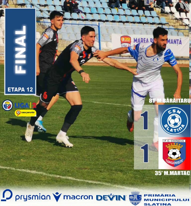 CSM Slatina, remiză cu Chindia Târgoviște, scor 1-1