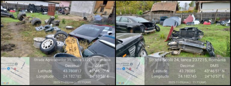 Garda de Mediu Olt a închis o activitate ilegală de dezmembrare auto în comuna Ianca. Amendă de 10.000 de lei